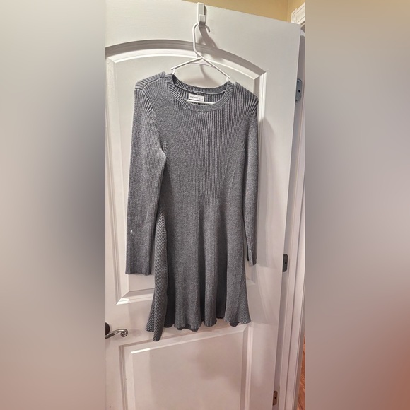 Calvin Klein Charcoal Ribbed Midi Dress - Picture 1 of 3